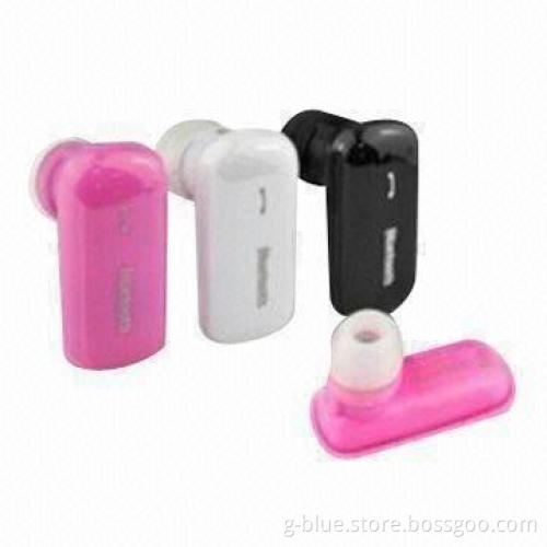 Super Mini Colorful Mono Bluetooth Headset with 10m Working Range and 2.4 to 2.48GHz Frequency